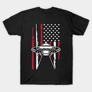 American flag alien ufo T-Shirt